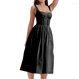 Casual Dresses Chic And Elegant Woman Corset Dress Lace Trim Sleeveless A-Line Sexy Club Y2k Clothes