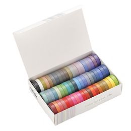 Adhesive Tapes 60 Pcs/Set Basic Solid Color 2016 Washi Tape Rainbow Decorative Adhesive Tapes Masking Tape Sticker Scrapbook Diary Stationery 230704