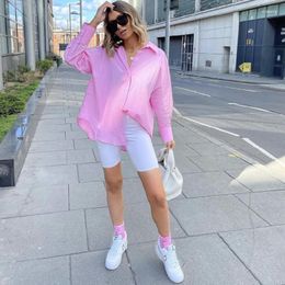 Women's Blouses PUWD Casual Woman Pink Oversized Shirts 2023 Spring Fashion Ladies Loose Button Shirt Female Sweet Streetwear Tops