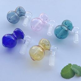 Colourful Mini Dry Glass Ash Catcher Gourd Shape 14mm 45 Degree Hookah Glass Bong Philtre Bubbler Ashcatcher