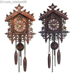 Wall Clocks Retro Wall Clock Cuckoo Shape Clock Home Decoration Hanging Living Room Wall Decor Antique Watch Z230705