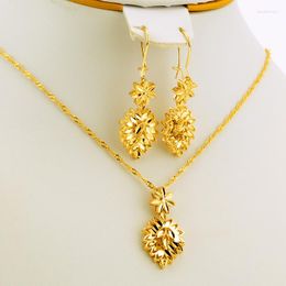 Necklace Earrings Set Ethiopian Jewelry Necklace/Bracelet/Earrings Women Fashion Gold Color African Wedding Gift Arab/Dubai/Sudan/Eritrea