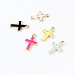 Pendant Necklaces 6 Colours Enamel Cross Jesus Pendants 10Pcs/Lot Crucifix Charms Fashion Jewellery Diy Accessories For Bracelets Neckl Dh4R0