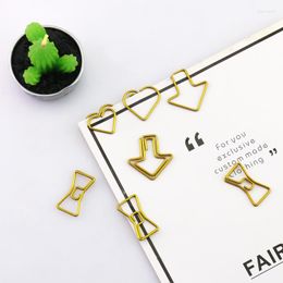 50PCS/LOT Metal Material Bow Shape Paper Clip Gold Colour Funny Kawaii Bookmark Office School Stationery Marking Clips H0037
