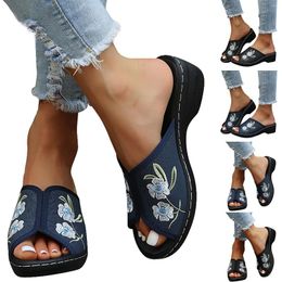 Slippers Thick-heeled Soft Leather Outer Fish Mouth Comfortable Versatile Mid-heeled Women Sandals Women's Mother's Shoes