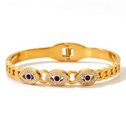 Classic Design Evil Eye Bangle Bracelet Gold Silver Plated Stainless Steel Jewellery for Women Gift