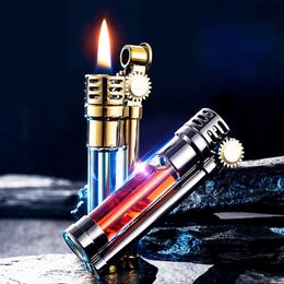 Zorro creative transparent fuel tank kerosene lighter retro trench slender flint grinding wheel windproof smoking gadget TU9Z