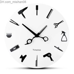 Wall Clocks Barber Wall Clock Barber Equiment Tools Wall Clock Modern Design Shop Business Sign Watch Beauty Hair Salon Z230705