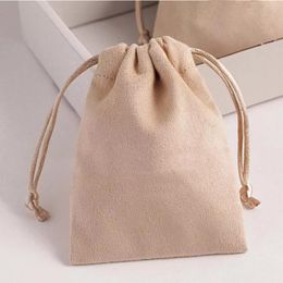 Boxes Ivory Suede Gift Bags Custom Sack All Size Watch Perfume Eyelashes Makeup Drawstring Pouches Jewelry Sachets