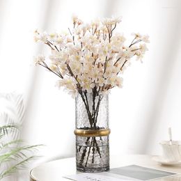 Decorative Flowers 40cm Cherry Blossom Long Branch Pink Room Decor Artificial Bedroom Decoration Flores Deco Mariage Wedding White Floral