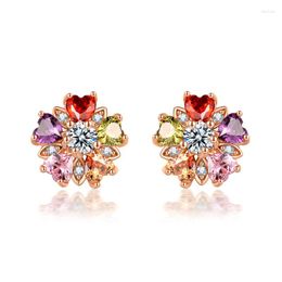 Stud Earrings Environmentally Friendly Copper Plated Real Gold Set Women's Embedded Zirconia Drops MEZ008