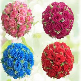 Decorative Flowers 12 Inch Wedding Full Balls Table Centerpiece Decor Artificial Silk Rose Pomander Floral Starry Kissing