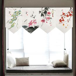 Sheer Curtains Chinese Flower and Bird Triangle Curtain Kitchen Restaurant Shop Short Door Partition Decorative Hanging 230704
