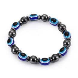Beaded Energy Magnetic Hematite Blue Evil Eye Bracelet Women Power Healthy Black Gallstone Chains Bangle For Men S Fashion Drop Deli Dhto2