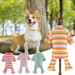 Dog Apparel Stylish Pullover Close-fitting Soft Four-legged Pet Cat Bodysuit Striped Eye-catching For Home