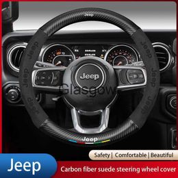 Steering Wheel Covers Suede UltraThin Carbon Fibre NonSlip Steering Wheel Cover For Jeep Eagle Beak Wrangler JK JL Renegade Grand Cherokee Compass x0705