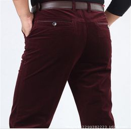 Whole- Whole thick section corduroy trousers loose straight middle-aged waist elastic strip Trousers casual long pants Dad2942