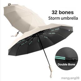 Umbrellas Ultra-strong Windproof Bone Automatic Umbrella for Men Double Bone Sunny Rainy Sunshade Waterproof Uv Umbrellas R230705