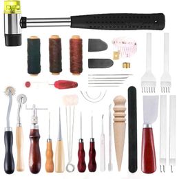 Curtains 35 Pcs Leather Sewing Tools Diy Leather Craft Tools Hand Ing Tool Set with Groover Awl Waxed Thread Thimble Kit