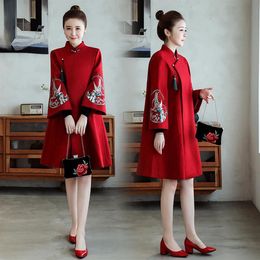 Ethnic Clothing Embroidery Qipao Women Style Vintage Plus Size Chinese Dress Modern Improve Female Cheongsam Tang Suit Thicken 5XL308J