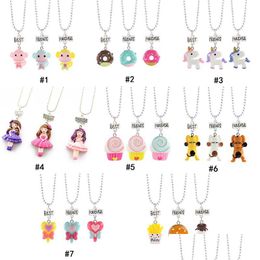 Pendant Necklaces Best Friends Bff Necklace For Kids Boys Grils Princess Dog French Fries Burger Donut Chains Children Friendship Je Dhqmx