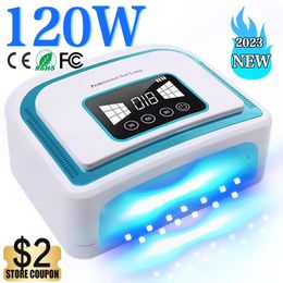 Nail Dryers 120W Rechargeable UV Lamp With 2023 Built in Battery Cordless LED Dryer GEL Polisher Wirelessuse Salon Tools 230704