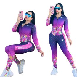 tuta da donna Completo lettere primavera Autunno Sfilata di moda Abbigliamento a maniche lunghe Set due pezzi Autunno Giacche da jogging + pantaloni Gsize: S-2XL