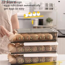 Films Automatic Auto Scrolling Eggs Rack Holder Storage Box Plastic Eggs Basket Container Dispenser Organiser Closet for Fridge Kitch