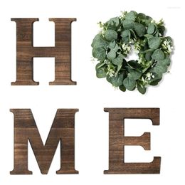 Hooks Wooden Home Sign With Artificial Eucalyptus Wreath Letters For Wall Hanging Decor Living Room Entry Way