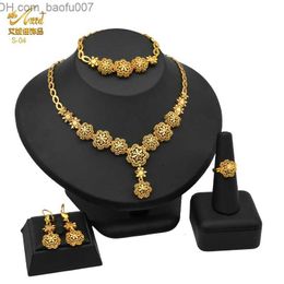 Pendant Necklaces ANIID Indian Bride Jewellery Set Dubai Necklace Earrings Women's Wedding 24k Gold Plated African Jwellery Bridesmaid Party Gift Z230706