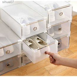 Transparent Shoe Box For Ankle Boot Organisers Plastic Thickened Foldable Dustproof Storage Box Combined Shoe Cabinet L230705