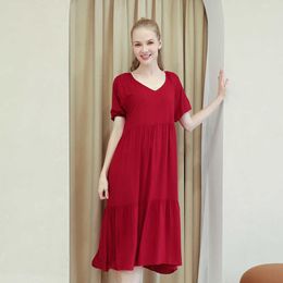 2023 Spring/summer New Clothing Bubble Sleeve Front and Back Fold Loose Pregnant Women's maternity Dress breastfeeding Nursing