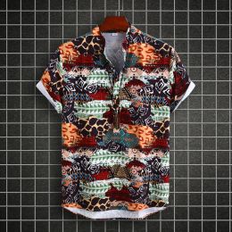 Мужские гавайские рубашки с печати короткие рукава на пуговицах лето Bech Blouses S-xxl Размер повседневные тропические рубашки