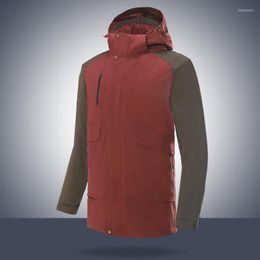 Hunting Jackets Men's Outdoor 3 In 1 Hooded Jacket With Liner Camping Hiking Climbing Clothes Sports Thickening Warm Waterproof