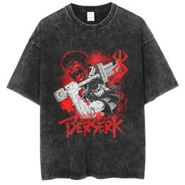 Men's TShirts Berserk T Shirt Japanese Anime Guts Graphic Washed Tshirt Men's Tshirt Cotton Hip Hop Streetwear Unisex Summer Short Sleeve Tee 230704