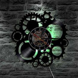 Wall Clocks Wall Clocks Victorian Industrial Steampunk Gears Record Clock And Cogs Decorative Decor Z230705