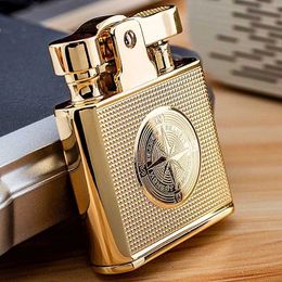 Personality Retro Kerosene Lighter Windproof Grinding Wheel Kowtow One-key Ignition Nostalgic Cigarette Accessories GQ20