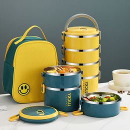 Lunch Boxes 304 Stainless Steel Lunch Box Portable Thermo Insulation Bento Box For Kids Big Capacity Food Storage Container School Picnic 230704