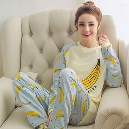 Women's Sleepwear Pajamas Sets Spring Summer Thin Carton Generation Women Long Suit Home Gift Female