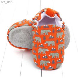 Baby House Crib Shoes Cute Cartoon Animal Printed Moccasins Anti-Slip Warm Walking Slippers Non-slip Sole Slippers L230518