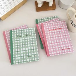 Ins Green Pink Plaid English Notebook Horizontal Line Record Workbook Fashion Po Props Notepad School Stationery 100sheets A5