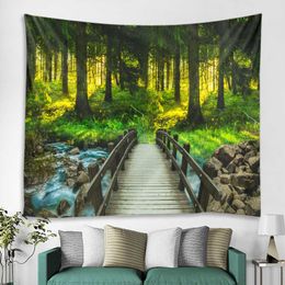 Tapestries Original forest wooden bridge printing wall hanging 3d digital printing tapestry home decoration