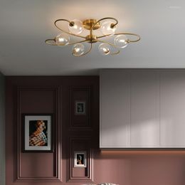 Chandeliers Nordic LED Chandelier Glass Ceiling For Living Room Bedroom Kitchen Lobby Home Golden Suspension Light Brass