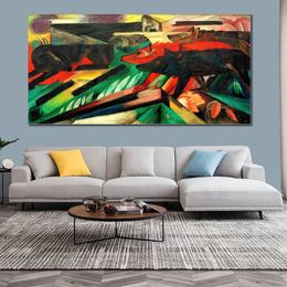 Modern Abstract Canvas Art The Wolves Balkan War Franz Marc Handmade Oil Painting Contemporary Wall Decor