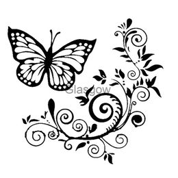 Car Stickers LYKX Butterfly Flower Funny Vehicle Car Sticker Automobiles Motorcycles Exterior Accessories Reflective Vinyl Decals x0705