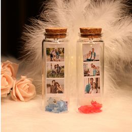 Curtains Personalised Mini Photo in A Bottle Custom Image Glass Bottle Stopper Vials Jars with Cork Ing Bottle Wedding Favour