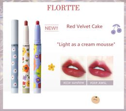 Lipstick FLORTTE Brand Lucky Flower Lipstick Pencil Lip Liner Velvet Lipstick Silky Soft Mist Rich Colour Rendering Women Beauty Cosmetics 230705