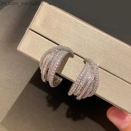 Charm Line Semi Circle C-shaped 925 Silver Needle Earrings Suitable for Women's Small Jewellery High Quality Cubic Zircon Edge Japanese Gift Z230706