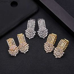 Charm Janekly fashion geometric round hoop earrings suitable for female accessories full Cubic zirconia earrings Jewellery pendants mujer moda Z230706
