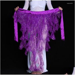 Stage Wear 2022 Women Dancewear Belly Dancing Clothes Fishtail Skirt Adjustable Fit Wrapped Belt Dance Sequins Hip Scarf Drop Delive Dhdvg